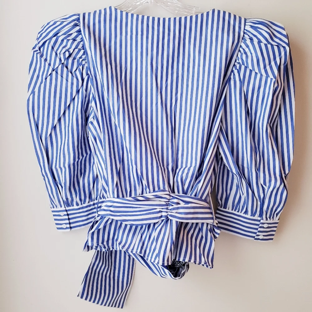 Zara Blue White Striped Blouse